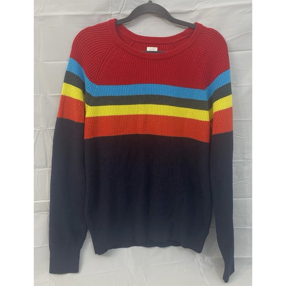 Gap Sweater Women M‎ Crazy Stripe Crew Neck Colorblock Knit Rainbow - Picture 1 of 7